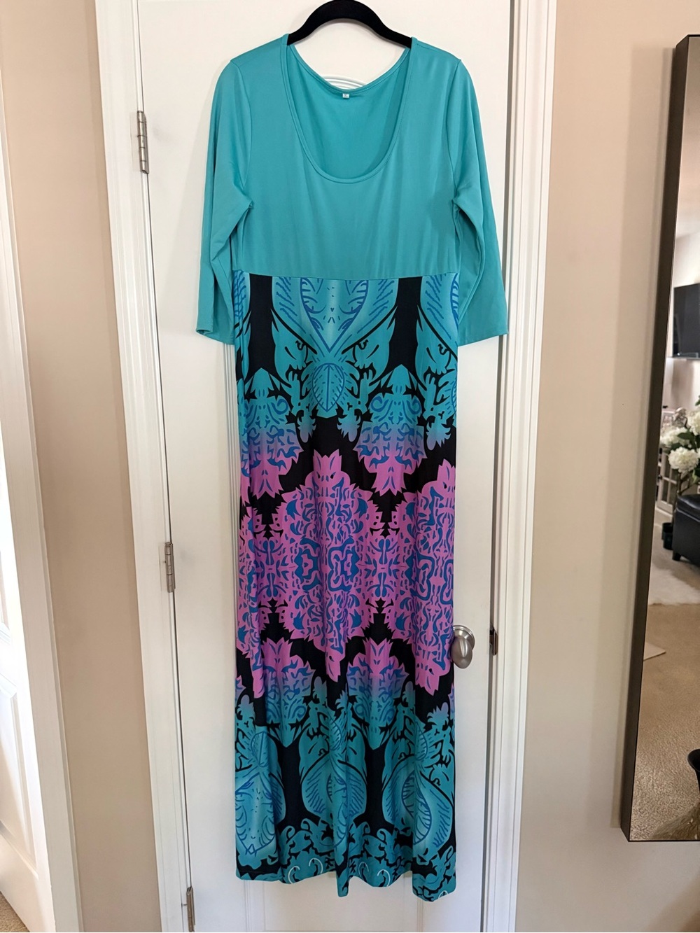 Turquoise & Pink Patterned Maxi Dress - Women's